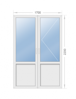 Дверь алюминиевая двухстворчатая штульповая со стеклом 1700х2200 - фото - 1