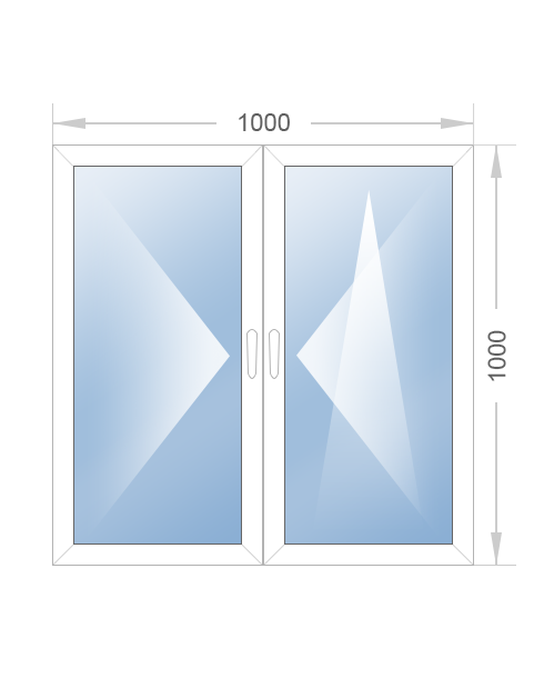 Двустворчатое окно 1000x1000 - фото - 4