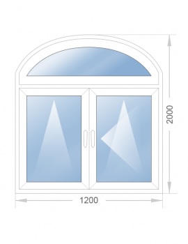 Арочное двустворчатое окно 1200x2000 - фото - 1